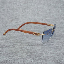 Load image into Gallery viewer, Natural Wood Sunglasses Men Black White Buffalo Horn Sun Glasses Vintage Rimless Square Eyeglasses Oculos Gafas Accessories B