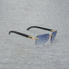 Load image into Gallery viewer, Natural Wood Sunglasses Men Black White Buffalo Horn Sun Glasses Vintage Rimless Square Eyeglasses Oculos Gafas Accessories B