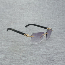 Load image into Gallery viewer, Natural Wood Sunglasses Men Black White Buffalo Horn Sun Glasses Vintage Rimless Square Eyeglasses Oculos Gafas Accessories B