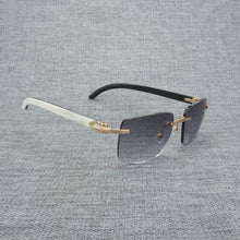 Load image into Gallery viewer, Natural Wood Sunglasses Men Black White Buffalo Horn Sun Glasses Vintage Rimless Square Eyeglasses Oculos Gafas Accessories B