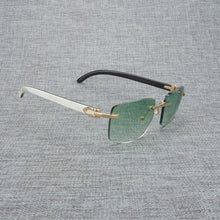 Load image into Gallery viewer, Natural Wood Sunglasses Men Black White Buffalo Horn Sun Glasses Vintage Rimless Square Eyeglasses Oculos Gafas Accessories B