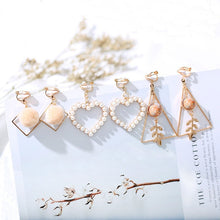 Load image into Gallery viewer, One Set 3 pairs Korea Style Clip on Earrings No Pierced Simple Style Gold-color Geometric Clip Earrings
