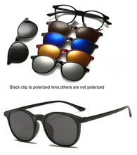 Load image into Gallery viewer, 6 In 1 Custom Men Women Polarized Optical Magnetic Sunglasses Clip Magnet Clip on Sunglasses Polaroid Clip on Sun Glasses Frame