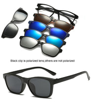 Load image into Gallery viewer, 6 In 1 Custom Men Women Polarized Optical Magnetic Sunglasses Clip Magnet Clip on Sunglasses Polaroid Clip on Sun Glasses Frame