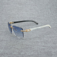 Load image into Gallery viewer, Natural Wood Sunglasses Men Black White Buffalo Horn Sun Glasses Vintage Rimless Square Eyeglasses Oculos Gafas Accessories B
