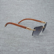 Load image into Gallery viewer, Natural Wood Sunglasses Men Black White Buffalo Horn Sun Glasses Vintage Rimless Square Eyeglasses Oculos Gafas Accessories B
