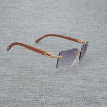 Load image into Gallery viewer, Natural Wood Sunglasses Men Black White Buffalo Horn Sun Glasses Vintage Rimless Square Eyeglasses Oculos Gafas Accessories B
