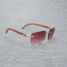 Load image into Gallery viewer, Natural Wood Sunglasses Men Black White Buffalo Horn Sun Glasses Vintage Rimless Square Eyeglasses Oculos Gafas Accessories B
