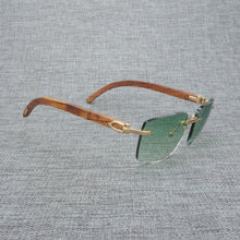 Load image into Gallery viewer, Natural Wood Sunglasses Men Black White Buffalo Horn Sun Glasses Vintage Rimless Square Eyeglasses Oculos Gafas Accessories B

