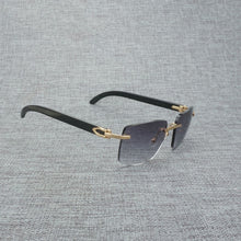 Load image into Gallery viewer, Natural Wood Sunglasses Men Black White Buffalo Horn Sun Glasses Vintage Rimless Square Eyeglasses Oculos Gafas Accessories B
