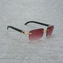 Load image into Gallery viewer, Natural Wood Sunglasses Men Black White Buffalo Horn Sun Glasses Vintage Rimless Square Eyeglasses Oculos Gafas Accessories B

