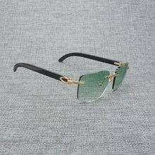 Load image into Gallery viewer, Natural Wood Sunglasses Men Black White Buffalo Horn Sun Glasses Vintage Rimless Square Eyeglasses Oculos Gafas Accessories B
