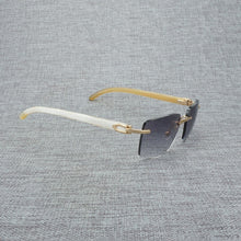 Load image into Gallery viewer, Natural Wood Sunglasses Men Black White Buffalo Horn Sun Glasses Vintage Rimless Square Eyeglasses Oculos Gafas Accessories B
