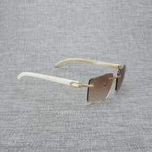 Load image into Gallery viewer, Natural Wood Sunglasses Men Black White Buffalo Horn Sun Glasses Vintage Rimless Square Eyeglasses Oculos Gafas Accessories B
