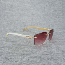 Load image into Gallery viewer, Natural Wood Sunglasses Men Black White Buffalo Horn Sun Glasses Vintage Rimless Square Eyeglasses Oculos Gafas Accessories B
