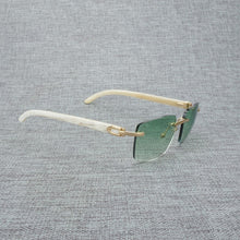 Load image into Gallery viewer, Natural Wood Sunglasses Men Black White Buffalo Horn Sun Glasses Vintage Rimless Square Eyeglasses Oculos Gafas Accessories B
