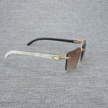 Load image into Gallery viewer, Natural Wood Sunglasses Men Black White Buffalo Horn Sun Glasses Vintage Rimless Square Eyeglasses Oculos Gafas Accessories B
