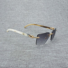 Load image into Gallery viewer, Natural Wood Sunglasses Men Black White Buffalo Horn Sun Glasses Vintage Rimless Square Eyeglasses Oculos Gafas Accessories B
