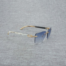 Load image into Gallery viewer, Natural Wood Sunglasses Men Black White Buffalo Horn Sun Glasses Vintage Rimless Square Eyeglasses Oculos Gafas Accessories B
