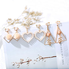 Load image into Gallery viewer, One Set 3 pairs Korea Style  Clip on Earrings No Pierced Simple Style Gold-color Geometric Clip Earrings
