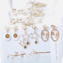 Load image into Gallery viewer, One Set 3 pairs Korea Style  Clip on Earrings No Pierced Simple Style Gold-color Geometric Clip Earrings
