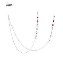 Load image into Gallery viewer, Fashion Acrylic Crystal Glasses Neck Strap Chain Acrylic Crystal Black Beads Eyeglasses Necklace Metal Sunglasses Cord Lanyard

